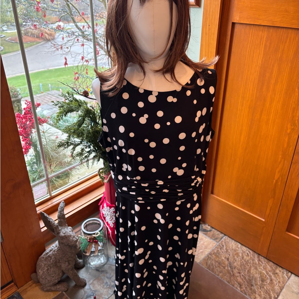 Polka Dot Sleeveless Dress - Black and White Designer- Jessica Howard
